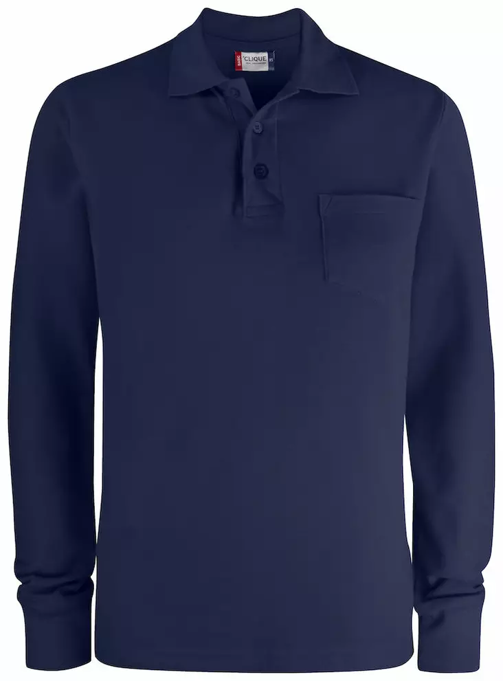 Clique Basic Polo LS Pocket, tumman sini - Clique Vaatteet - 028235-580 - 1