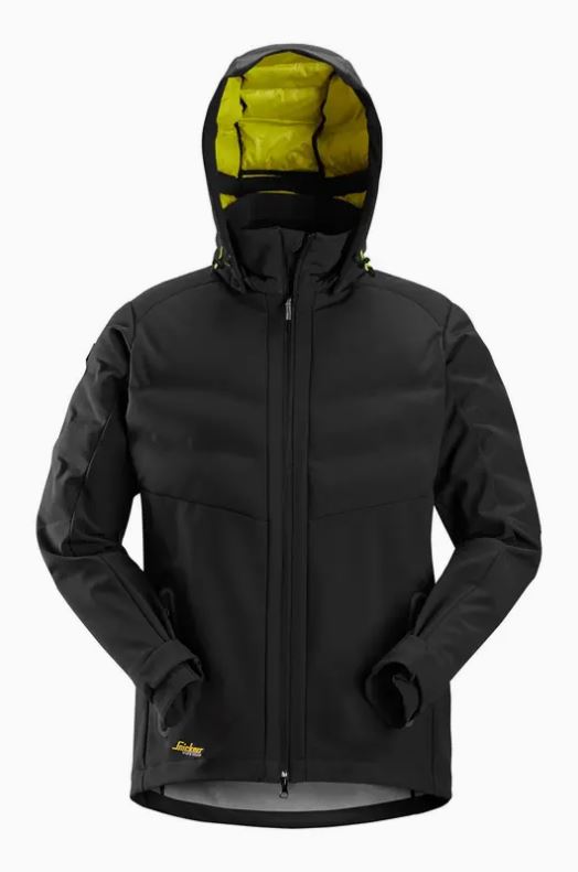 Snickers 1950 FlexiWork Windstopper 3-kerroksinen tikattu takki, musta - Snickers Työtakit - 1950-0400 - 1