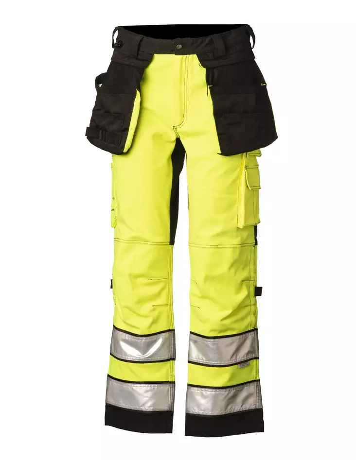 Hi-Vis STRETCH riipputaskuhousu kelta/musta EN 20471 lk.2 - 4350 - Priha Huomiohousut - 4350 - 1