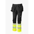 Hi-Vis Stretch vyötäröhousu kelta/musta - Priha Huomiohousut - 4391 - 1
