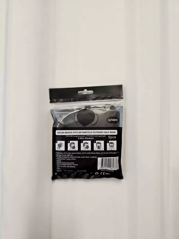 Hengityssuojain FFP2 Musta 5kpl/pkt - Kaikki hengityksensuojainmerkit - LS000711 - 1