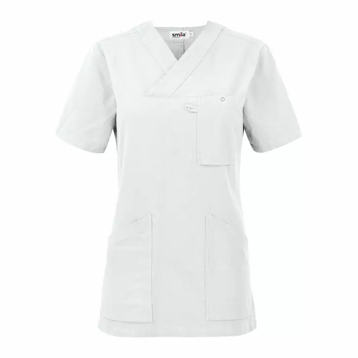 Smila 77802 Carin v-blouse w, white - Työpaidat - 77802-01 - 1