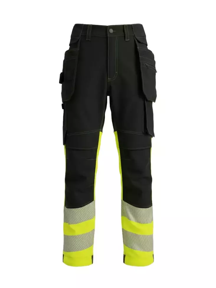 Bosafety stretch-housut riipputaskuilla COMBOPLUS Hi-vis luokka 1 - BoSafety Huomiohousut - Bos-COMBOPLUS-C1 - 1