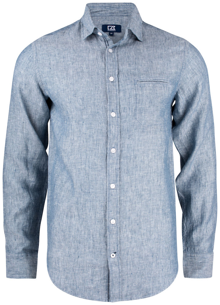 C&B Summerland Linen Shirt, Denim Melang - Cutter & Buck Vaatteet - 352408-569 - 1