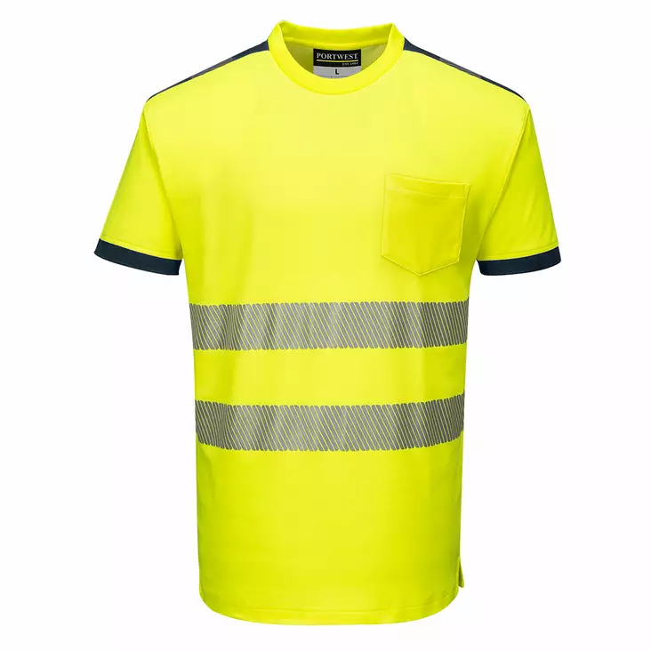 Portwest T181 HV T-Paita LK2, Kelta/Navy - Huomiopaidat - T181-YNR - 1
